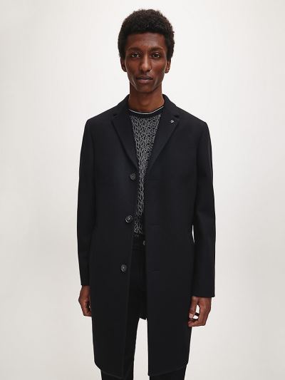 Calvin Klein Ruhák HU536721 | Calvin Klein Wool Cashmere Crombie Férfi Kabát Fekete